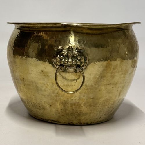ANTIQUE 19TH CENTURY DECORATIVE BRASS PLANTER - ADDITIONAL PHOTO 3