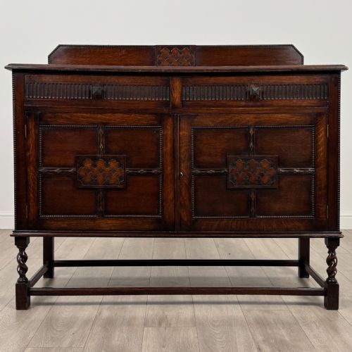 antique 20th century barley twist sideboard in oak - CATEGORY: ANTIQUE SIDEBOARDS - DATED EDWARDIAN