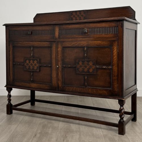 ANTIQUE 20TH CENTURY BARLEY TWIST SIDEBOARD IN OAK - ADDITIONAL PHOTO 2