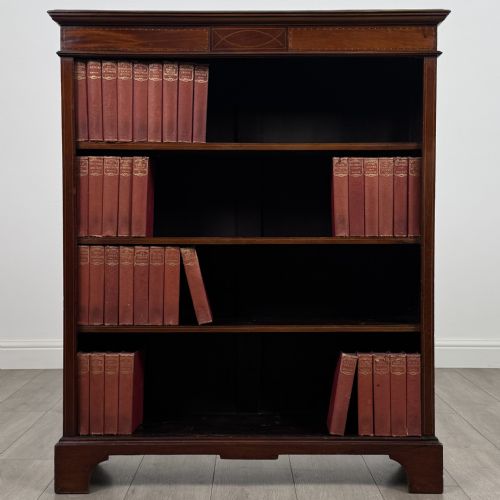 antique 19th century inlaid open bookcase in mahogany - CATEGORY: ANTIQUE BOOKCASES - DATED VICTORIAN
