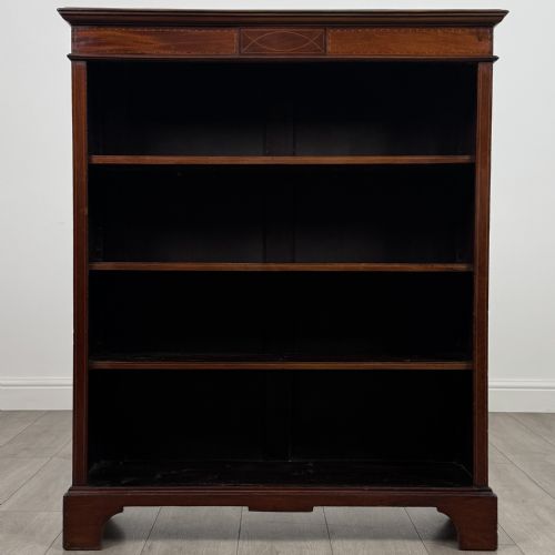 ANTIQUE 19TH CENTURY INLAID OPEN BOOKCASE IN MAHOGANY - ADDITIONAL PHOTO 1