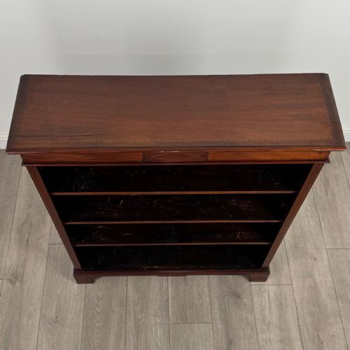 ANTIQUE 19TH CENTURY INLAID OPEN BOOKCASE IN MAHOGANY - ADDITIONAL PHOTO 9