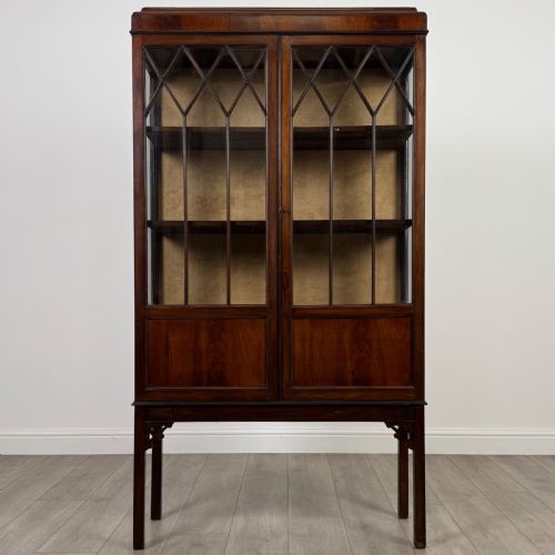 ANTIQUE 20TH CENTURY GLAZED MAHOGANY DISPLAY CABINET - ADDITIONAL PHOTO 1