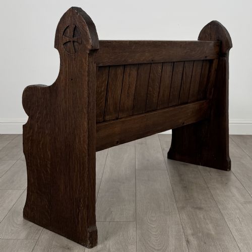 ANTIQUE 19TH CENTURY SMALL OAK BENCH OF GOOD QUALITY - ADDITIONAL PHOTO 3
