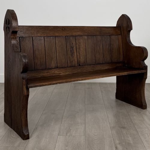 ANTIQUE 19TH CENTURY SMALL OAK BENCH OF GOOD QUALITY - ADDITIONAL PHOTO 6