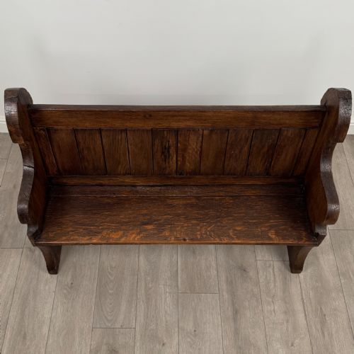 ANTIQUE 19TH CENTURY SMALL OAK BENCH OF GOOD QUALITY - ADDITIONAL PHOTO 7