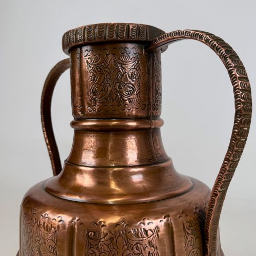 ANTIQUE 19TH CENTURY DECORATIVE COPPER JUG - ADDITIONAL PHOTO 9
