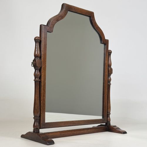 antique 20th century good quality dressing mirror in oak - CATEGORY: ANTIQUE MIRRORS - DATED EDWARDIAN