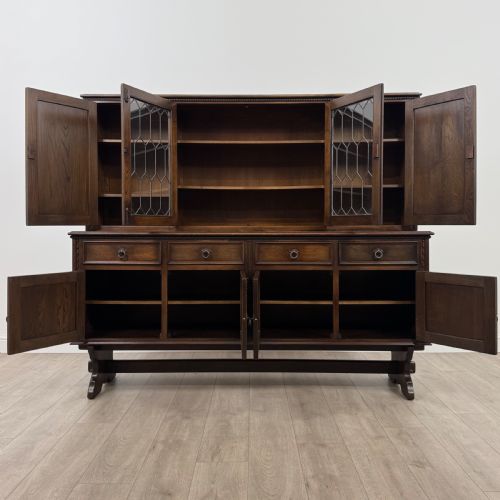 ANTIQUE 20TH CENTURY GOOD QUALITY LINENFOLD DRESSER IN OAK - ADDITIONAL PHOTO 2