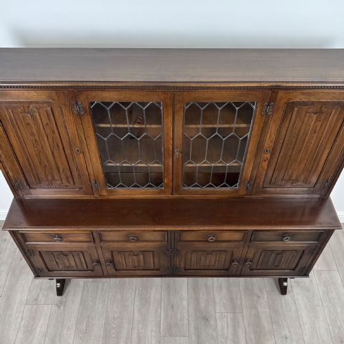 ANTIQUE 20TH CENTURY GOOD QUALITY LINENFOLD DRESSER IN OAK - ADDITIONAL PHOTO 10