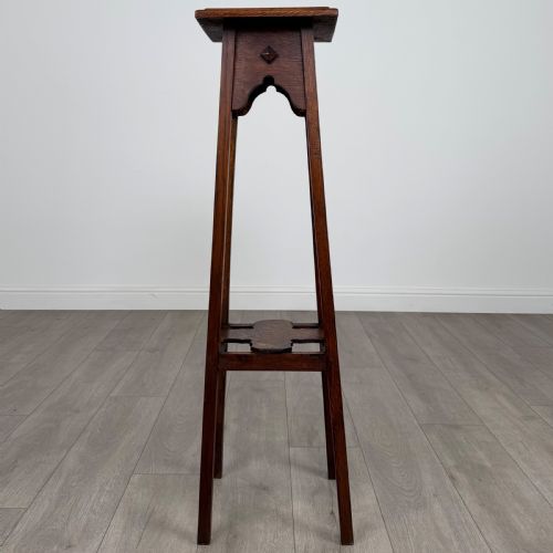 ANTIQUE 20TH CENTURY FINE QUALITY PLANT STAND IN OAK - ADDITIONAL PHOTO 1