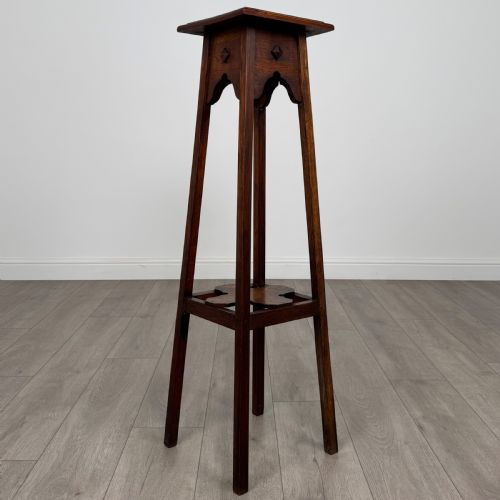 ANTIQUE 20TH CENTURY FINE QUALITY PLANT STAND IN OAK - ADDITIONAL PHOTO 4