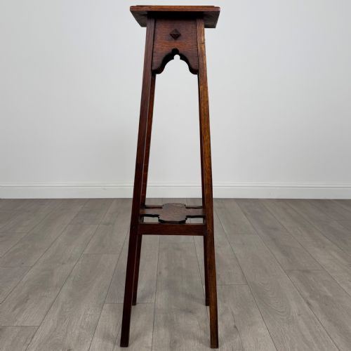 ANTIQUE 20TH CENTURY FINE QUALITY PLANT STAND IN OAK - ADDITIONAL PHOTO 5