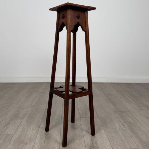 ANTIQUE 20TH CENTURY FINE QUALITY PLANT STAND IN OAK - ADDITIONAL PHOTO 6