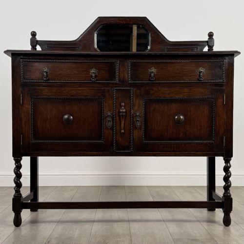 antique 20th century barley twist sideboard in oak - CATEGORY: ANTIQUE SIDEBOARDS - DATED EDWARDIAN