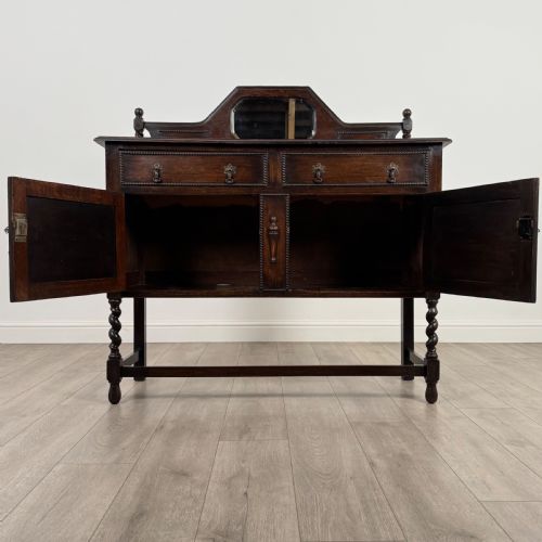 ANTIQUE 20TH CENTURY BARLEY TWIST SIDEBOARD IN OAK - ADDITIONAL PHOTO 1