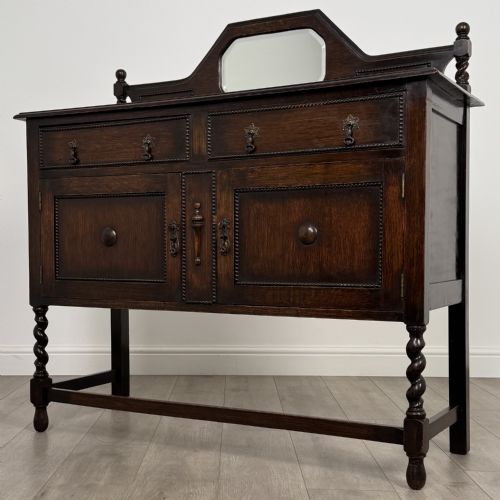 ANTIQUE 20TH CENTURY BARLEY TWIST SIDEBOARD IN OAK - ADDITIONAL PHOTO 2