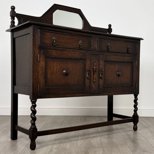 ANTIQUE 20TH CENTURY BARLEY TWIST SIDEBOARD IN OAK - ADDITIONAL PHOTO 9