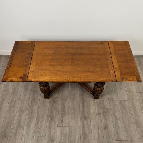 ANTIQUE 20TH CENTURY DINING TABLE WITH 8 DINING CHAIRS IN OAK - ADDITIONAL PHOTO 17