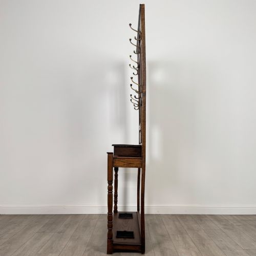 ANTIQUE 20TH CENTURY GOOD QUALITY HALL STAND IN OAK - ADDITIONAL PHOTO 2