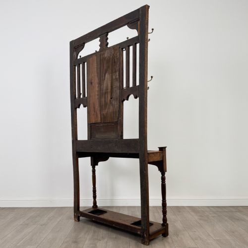 ANTIQUE 20TH CENTURY GOOD QUALITY HALL STAND IN OAK - ADDITIONAL PHOTO 5