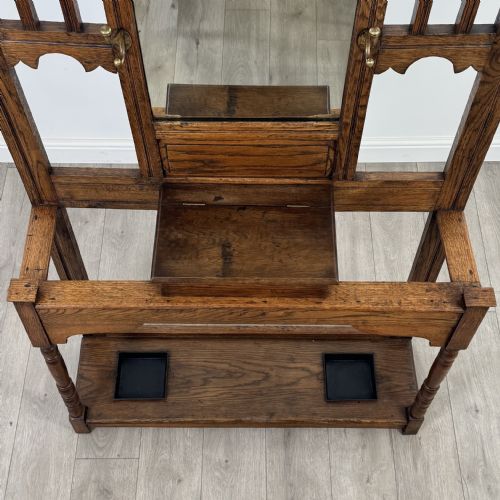 ANTIQUE 20TH CENTURY GOOD QUALITY HALL STAND IN OAK - ADDITIONAL PHOTO 9