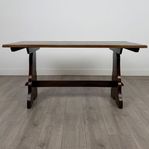 ANTIQUE 20TH CENTURY REFRACTORY STYLE DINING TABLE IN OAK - ADDITIONAL PHOTO 1