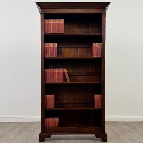 antique 20th century good quality open bookcase in oak - CATEGORY: ANTIQUE BOOKCASES - DATED EDWARDIAN