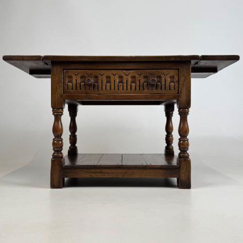 ANTIQUE 20TH CENTURY GOOD QUALITY DROP LEAF COFFEE TABLE IN OAK - ADDITIONAL PHOTO 1