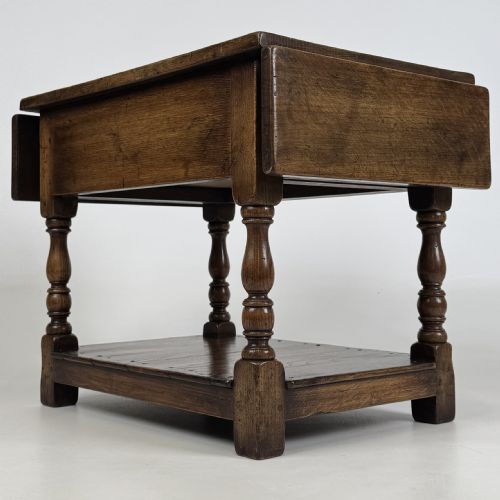 ANTIQUE 20TH CENTURY GOOD QUALITY DROP LEAF COFFEE TABLE IN OAK - ADDITIONAL PHOTO 7