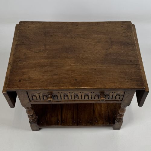 ANTIQUE 20TH CENTURY GOOD QUALITY DROP LEAF COFFEE TABLE IN OAK - ADDITIONAL PHOTO 13