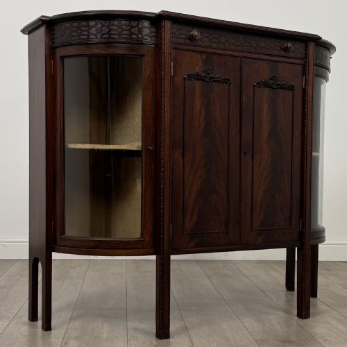 ANTIQUE 20TH CENTURY BOW FRONT CABINET IN MAHOGANY - ADDITIONAL PHOTO 8