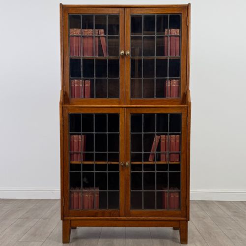 antique 20th century glazed display cabinet in oak - CATEGORY: ANTIQUE BOOKCASES - DATED EDWARDIAN