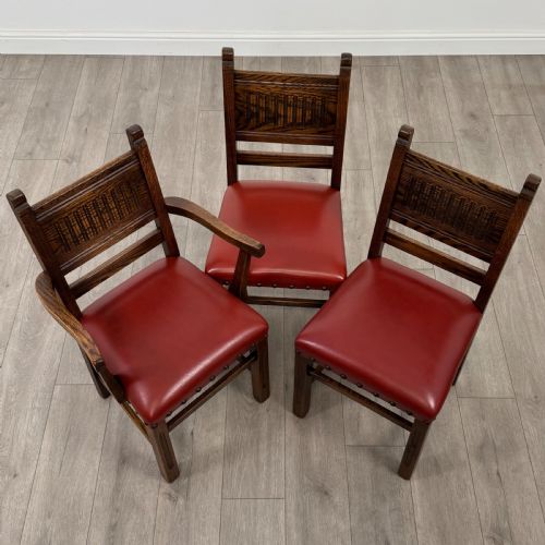 ANTIQUE 20TH CENTURY SET OF 6 QUALITY DINING CHAIRS IN OAK - ADDITIONAL PHOTO 8