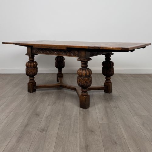 antique 20th century fine quality draw leaf dining table in oak - CATEGORY: ANTIQUE TABLES - DATED EDWARDIAN