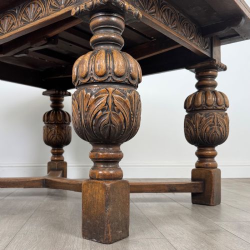 ANTIQUE 20TH CENTURY FINE QUALITY DRAW LEAF DINING TABLE IN OAK - ADDITIONAL PHOTO 6