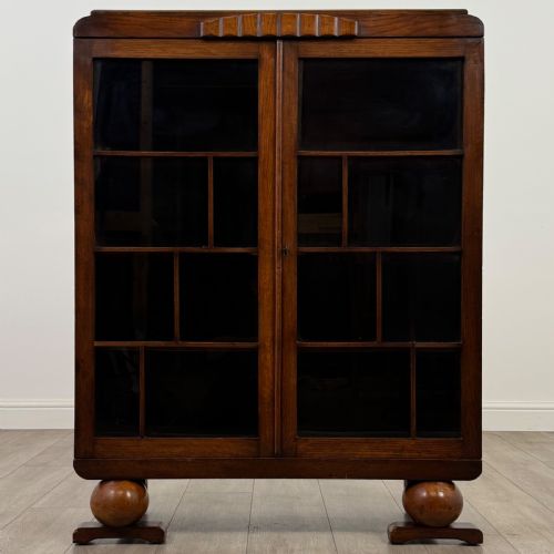 ANTIQUE 20TH CENTURY GOOD QUALITY DISPLAY CABINET IN OAK - ADDITIONAL PHOTO 1
