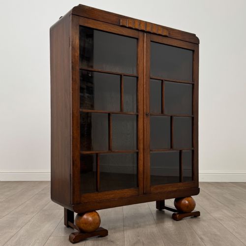 ANTIQUE 20TH CENTURY GOOD QUALITY DISPLAY CABINET IN OAK - ADDITIONAL PHOTO 9
