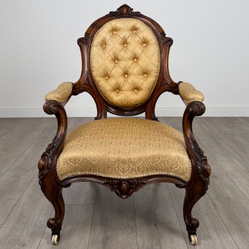 ANTIQUE 19TH CENTURY FINE QUALITY ARMCHAIR IN MAHOGANY - ADDITIONAL PHOTO 9