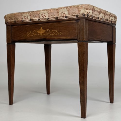 ANTIQUE 20TH CENTURY MARQUETRY PIANO STOOL IN ROSEWOOD - ADDITIONAL PHOTO 1