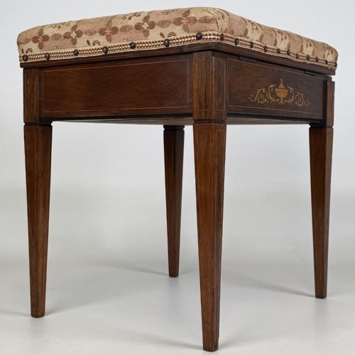 ANTIQUE 20TH CENTURY MARQUETRY PIANO STOOL IN ROSEWOOD - ADDITIONAL PHOTO 3