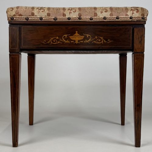 ANTIQUE 20TH CENTURY MARQUETRY PIANO STOOL IN ROSEWOOD - ADDITIONAL PHOTO 4