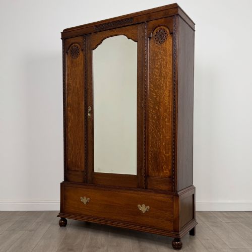 ANTIQUE 20TH CENTURY GOOD QUALITY WARDROBE IN OAK - ADDITIONAL PHOTO 2