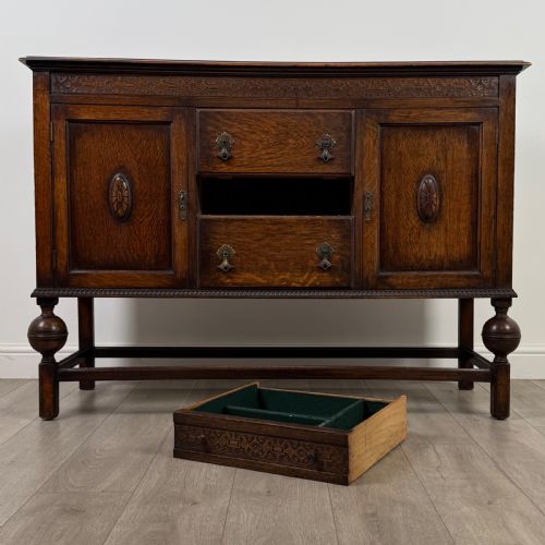 ANTIQUE 20TH CENTURY GOOD QUALITY SIDEBOARD IN OAK - ADDITIONAL PHOTO 10