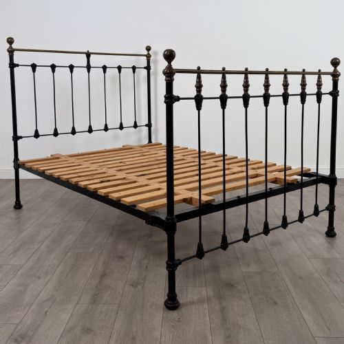 ANTIQUE 19TH CENTURY GOOD QUALITY BRASS AND IRON DOUBLE BED - ADDITIONAL PHOTO 1
