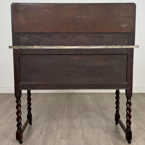 ANTIQUE 20TH CENTURY MARBLE TOP WASHSTAND IN OAK - ADDITIONAL PHOTO 5