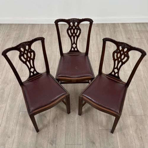 ANTIQUE 19TH CENTURY SET OF 6 CHIPPENDALE STYLE DINING CHAIRS - ADDITIONAL PHOTO 1