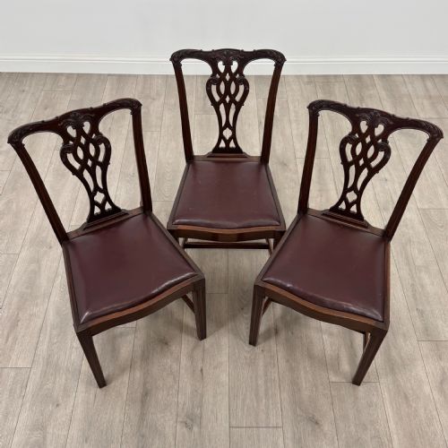 ANTIQUE 19TH CENTURY SET OF 6 CHIPPENDALE STYLE DINING CHAIRS - ADDITIONAL PHOTO 2