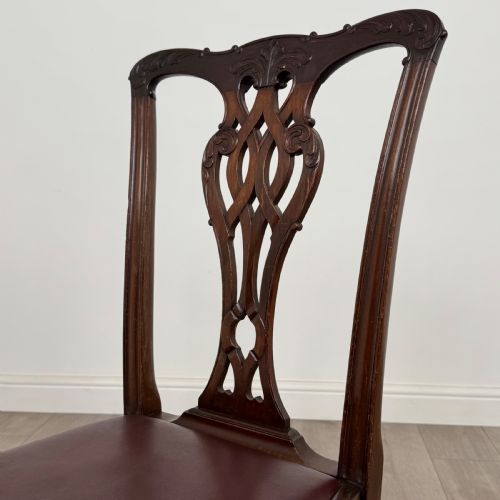 ANTIQUE 19TH CENTURY SET OF 6 CHIPPENDALE STYLE DINING CHAIRS - ADDITIONAL PHOTO 5