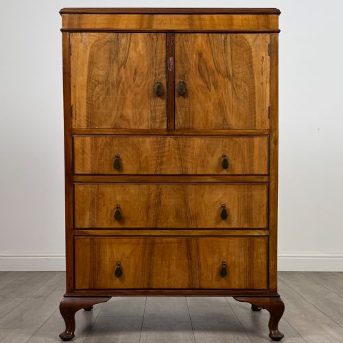 antique 20th century good quality cupboard in figured walnut - CATEGORY: ANTIQUE CUPBOARDS - DATED EDWARDIAN